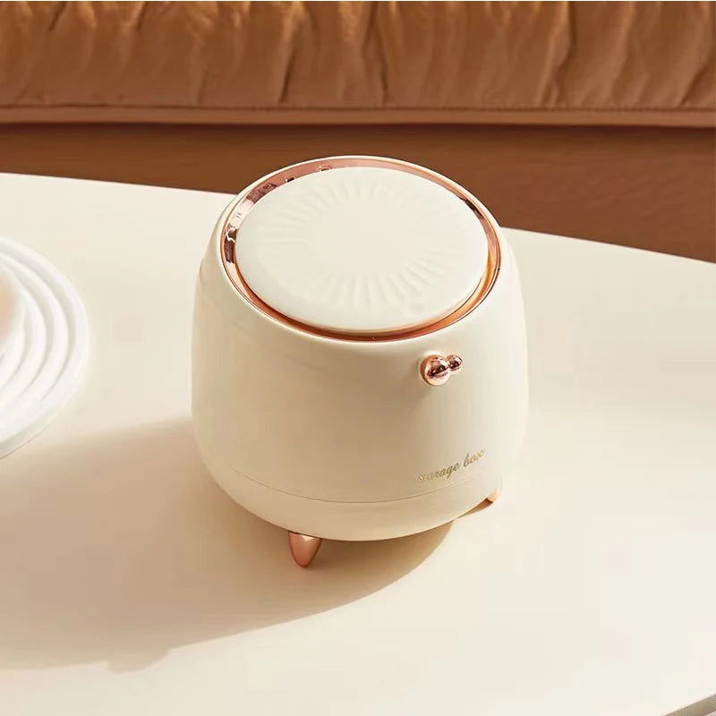 Mini Cute Pressing Desktop Trash Can Double-layer Coffee Table Bomb Cover Bedroom Office Small Storage Bucket Rubbish Dustbin - Slobuy
