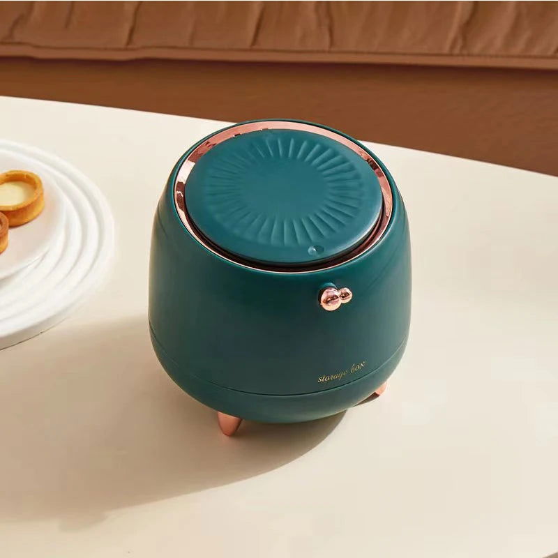 Mini Cute Pressing Desktop Trash Can Double-layer Coffee Table Bomb Cover Bedroom Office Small Storage Bucket Rubbish Dustbin - Slobuy