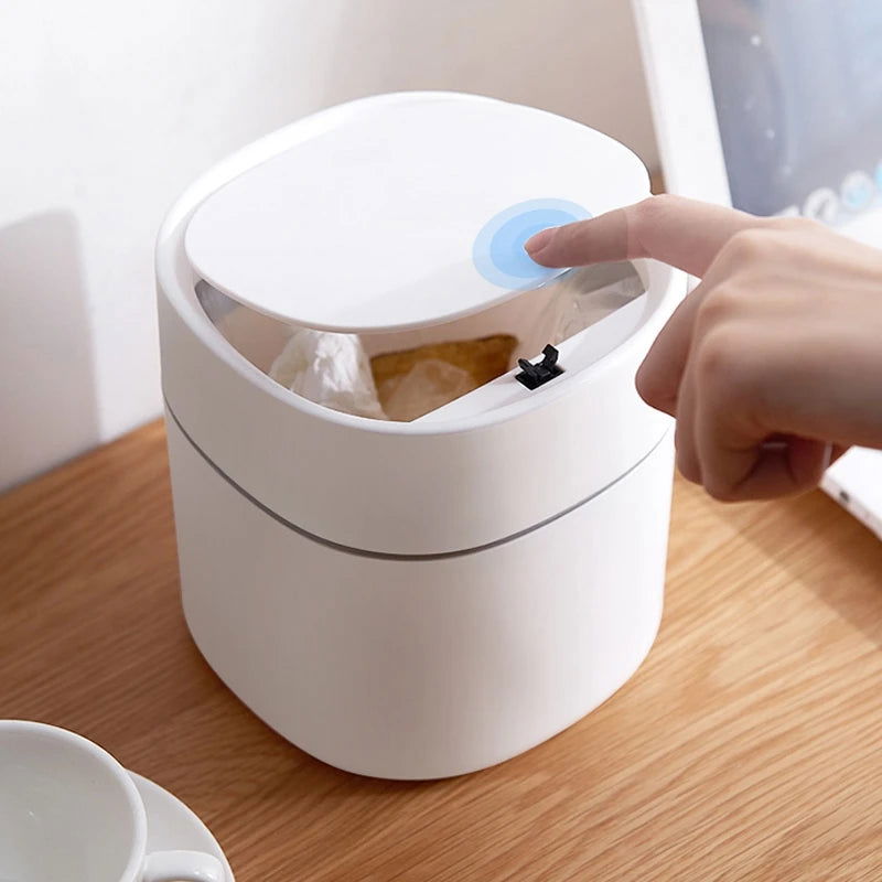 Mini Desktop Bin Bedroom Small Plastic Trash Can Office Garbage Basket Workspace Bathroom Storage Box Home Desk Trash Can - Slobuy
