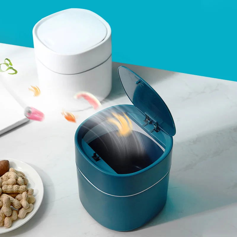 Mini Desktop Bin Bedroom Small Plastic Trash Can Office Garbage Basket Workspace Bathroom Storage Box Home Desk Trash Can - Slobuy