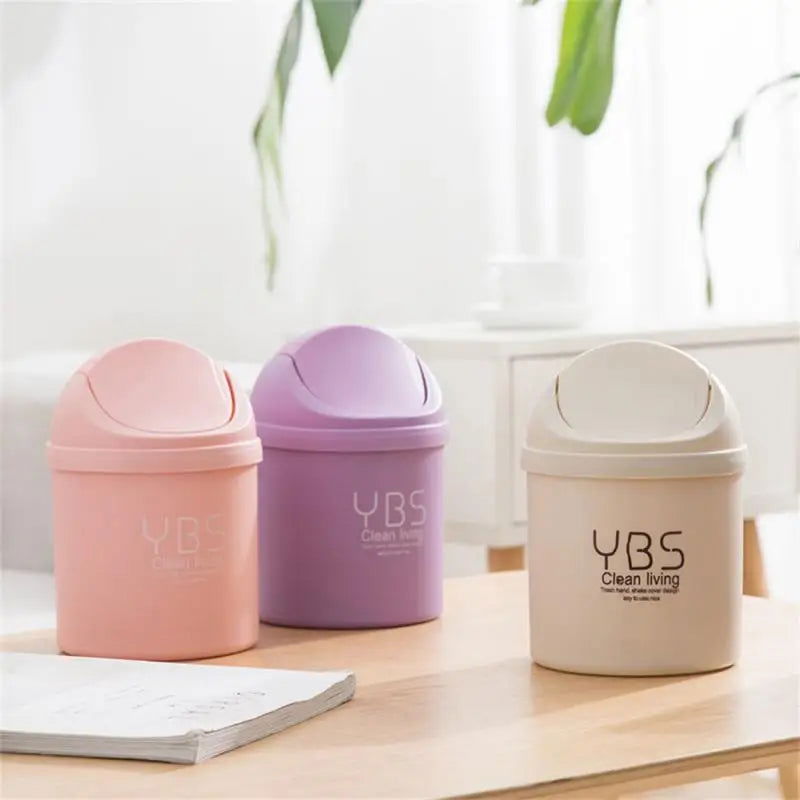 Mini Desktop Bin Small Waste Bins Tube With Cover Bedroom Garbage Can Table Plastic Office Supplies Dustbins Home Desk Dustbin - Slobuy