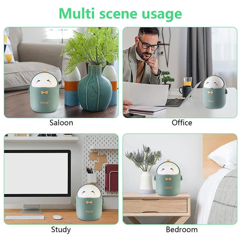 Mini Desktop Trash Can With Lid Portable Cute Cartoon Trash Bin Bedroom Organizer Office Car Small Trash Can Stationery Storage - Slobuy