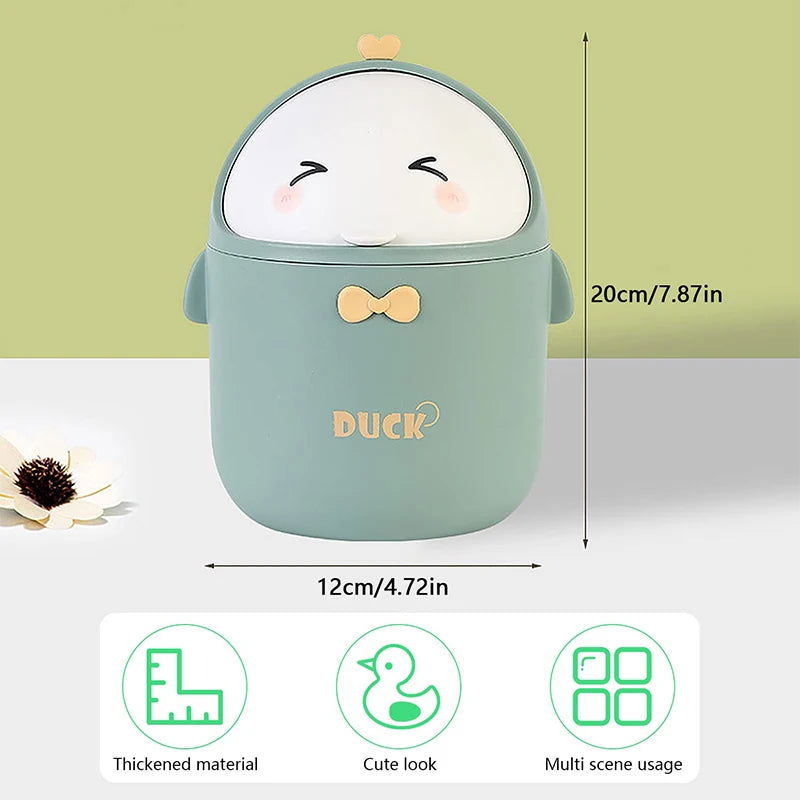 Mini Desktop Trash Can With Lid Portable Cute Cartoon Trash Bin Bedroom Organizer Office Car Small Trash Can Stationery Storage - Slobuy