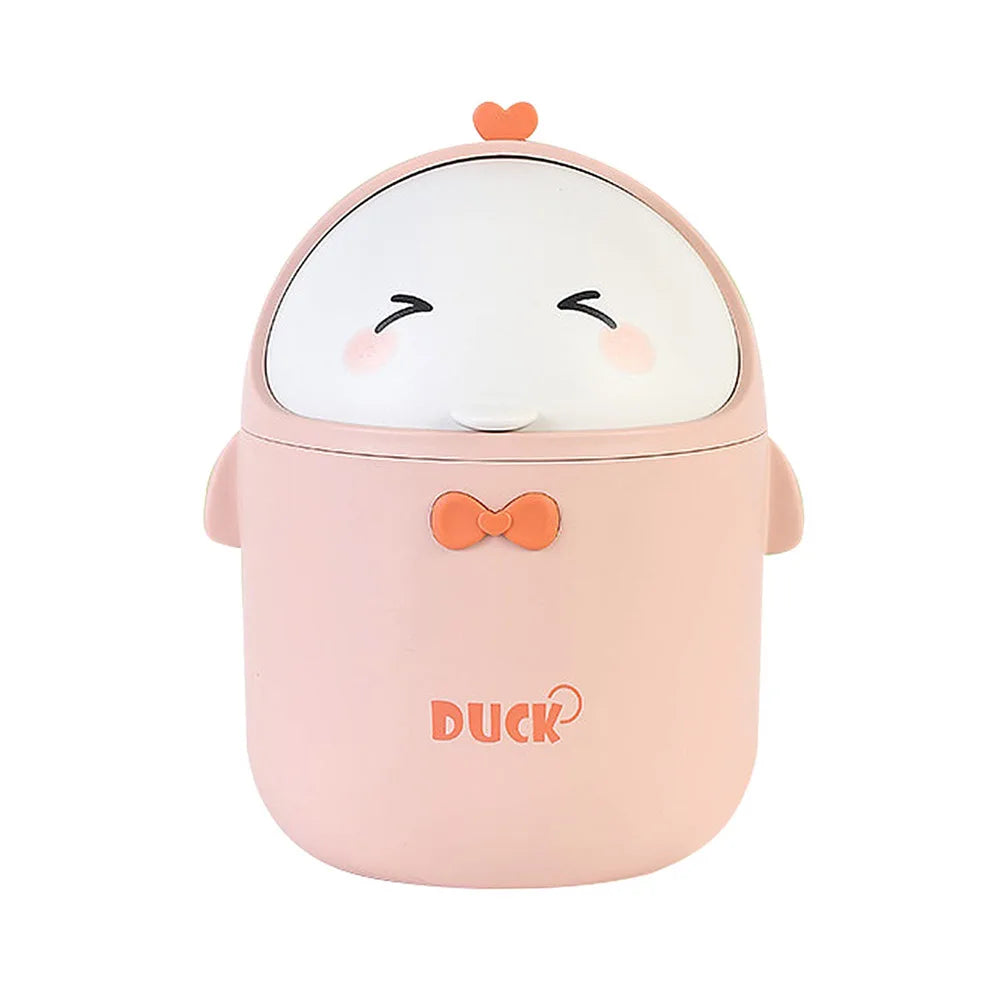 Mini Desktop Trash Can With Lid Portable Cute Cartoon Trash Bin Bedroom Organizer Office Car Small Trash Can Stationery Storage - Slobuy