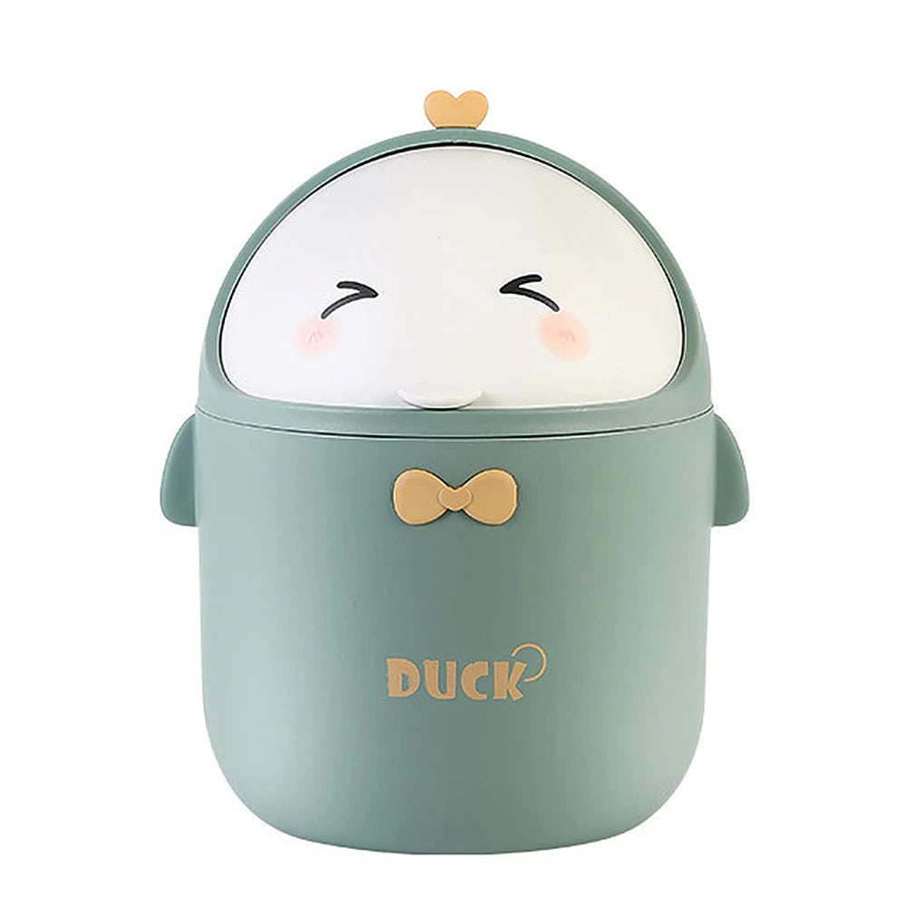 Mini Desktop Trash Can With Lid Portable Cute Cartoon Trash Bin Bedroom Organizer Office Car Small Trash Can Stationery Storage - Slobuy