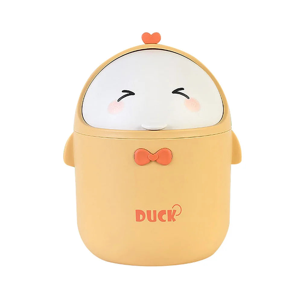 Mini Desktop Trash Can With Lid Portable Cute Cartoon Trash Bin Bedroom Organizer Office Car Small Trash Can Stationery Storage - Slobuy