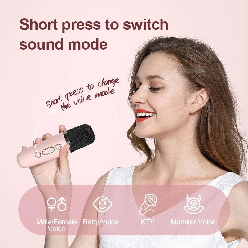 Mini Karaoke Machine for Kids and Adults Portable Speaker With 1-2 Wireless Microphone for Home KTV Birthday Party Holiday Gifts - Slobuy