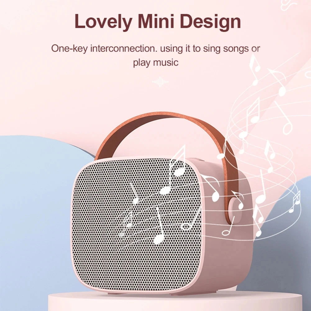 Mini Karaoke Machine for Kids and Adults Portable Speaker With 1-2 Wireless Microphone for Home KTV Birthday Party Holiday Gifts - Slobuy