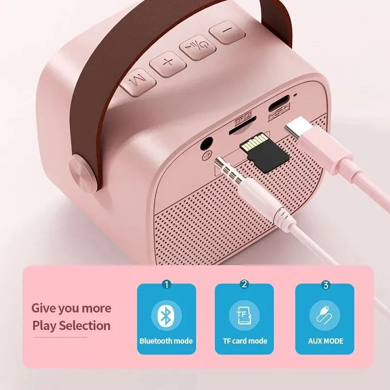 Mini Karaoke Machine for Kids and Adults Portable Speaker With 1-2 Wireless Microphone for Home KTV Birthday Party Holiday Gifts - Slobuy