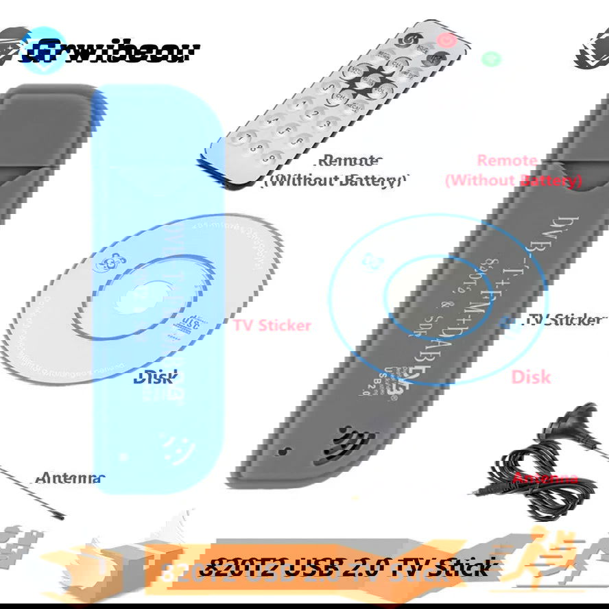 Mini Portable TV stick 820T2 Digital USB 2.0 TV Stick DVB-T + DAB + FM RTL2832U Support SDR Tuner Receiver TV accessories - Slobuy