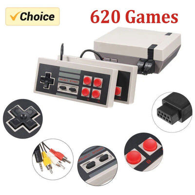 Mini TV Handheld Family Recreation Video Game Console AV Output Retro Built-in 620 Classic Games Dual Gamepad Gaming Player - Slobuy