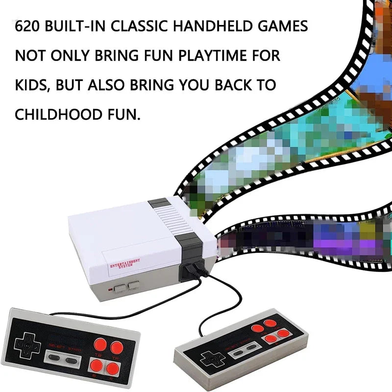 Mini TV Handheld Family Recreation Video Game Console AV Output Retro Built-in 620 Classic Games Dual Gamepad Gaming Player - Slobuy