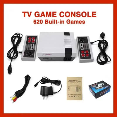Mini TV Handheld Family Recreation Video Game Console AV Output Retro Built-in 620 Classic Games Dual Gamepad Gaming Player - Slobuy