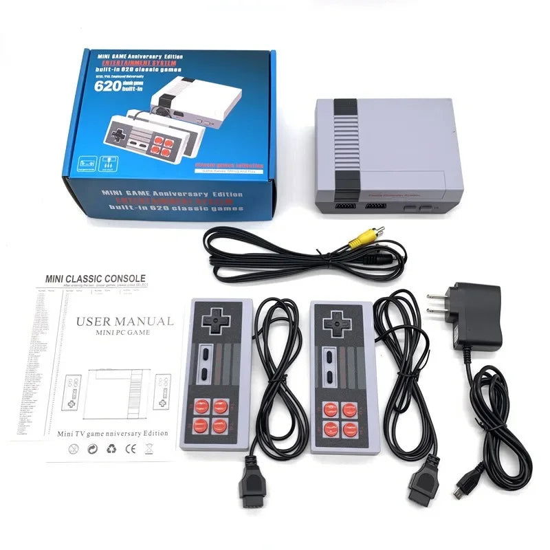 Mini TV Handheld Family Recreation Video Game Console AV Output Retro Built-in 620 Classic Games Dual Gamepad Gaming Player - Slobuy