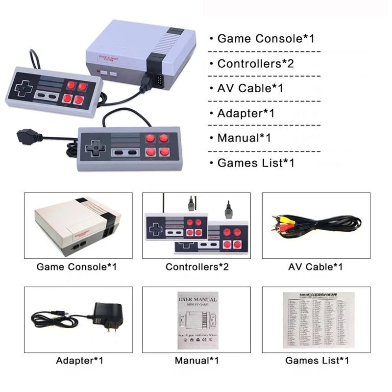 Mini TV Handheld Family Recreation Video Game Console AV Output Retro Built-in 620 Classic Games Dual Gamepad Gaming Player - Slobuy