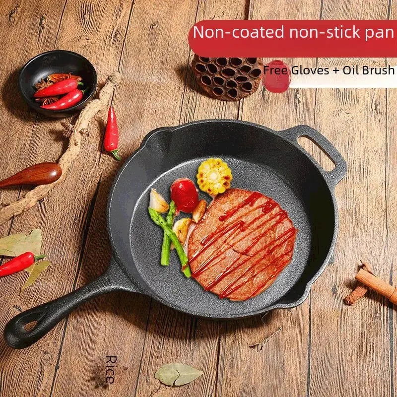 Mini Thickened Flat Bottom Egg Frying Pan No Coating Non-stick Cast Iron Pan For Pancakes Irony Food Preparation - Slobuy