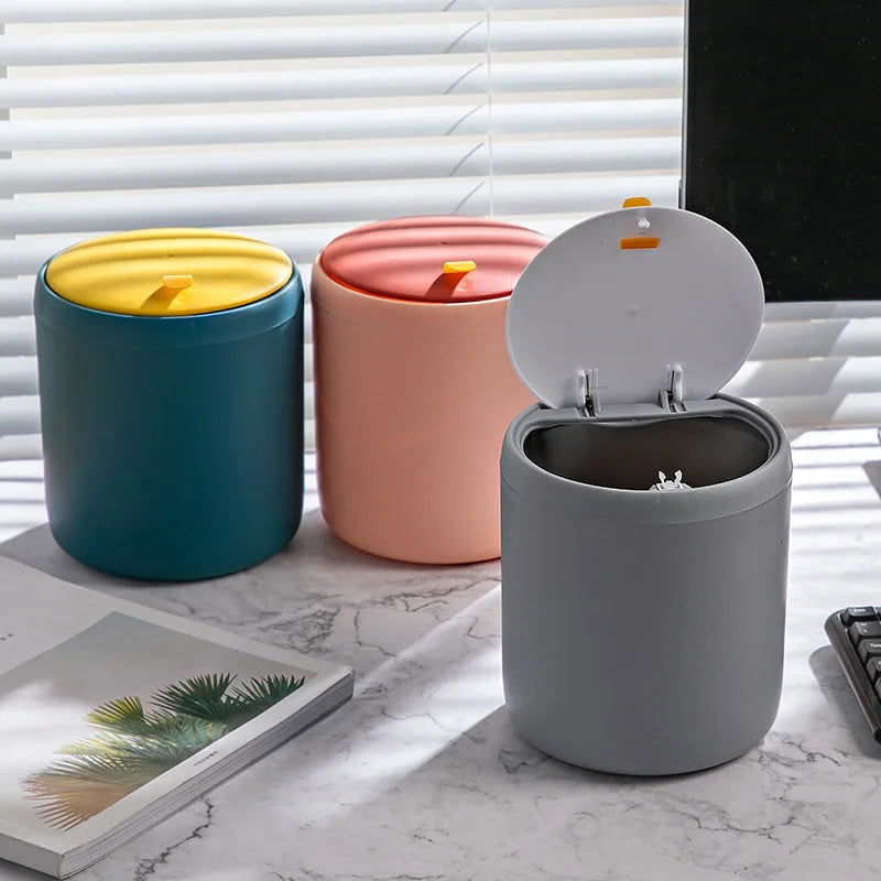Mini Waste Bin Desktop Office Trash Can Home Garbage Basket Table Plastic Organizer Office Supplies Dustbins Sundries Barrel Box - Slobuy
