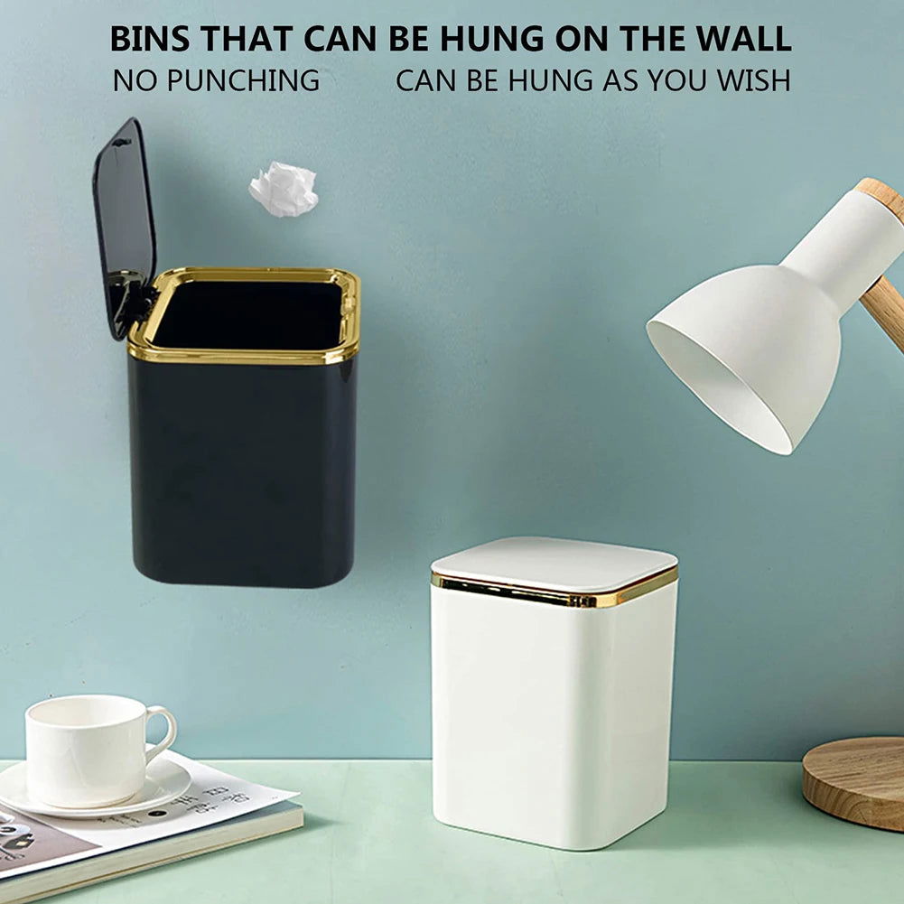 Mini Waste Bins Desktop Garbage Basket Home Table Plastic Trash Can Office Supplies Dustbins Car Portable Sundries Barrel Box - Slobuy