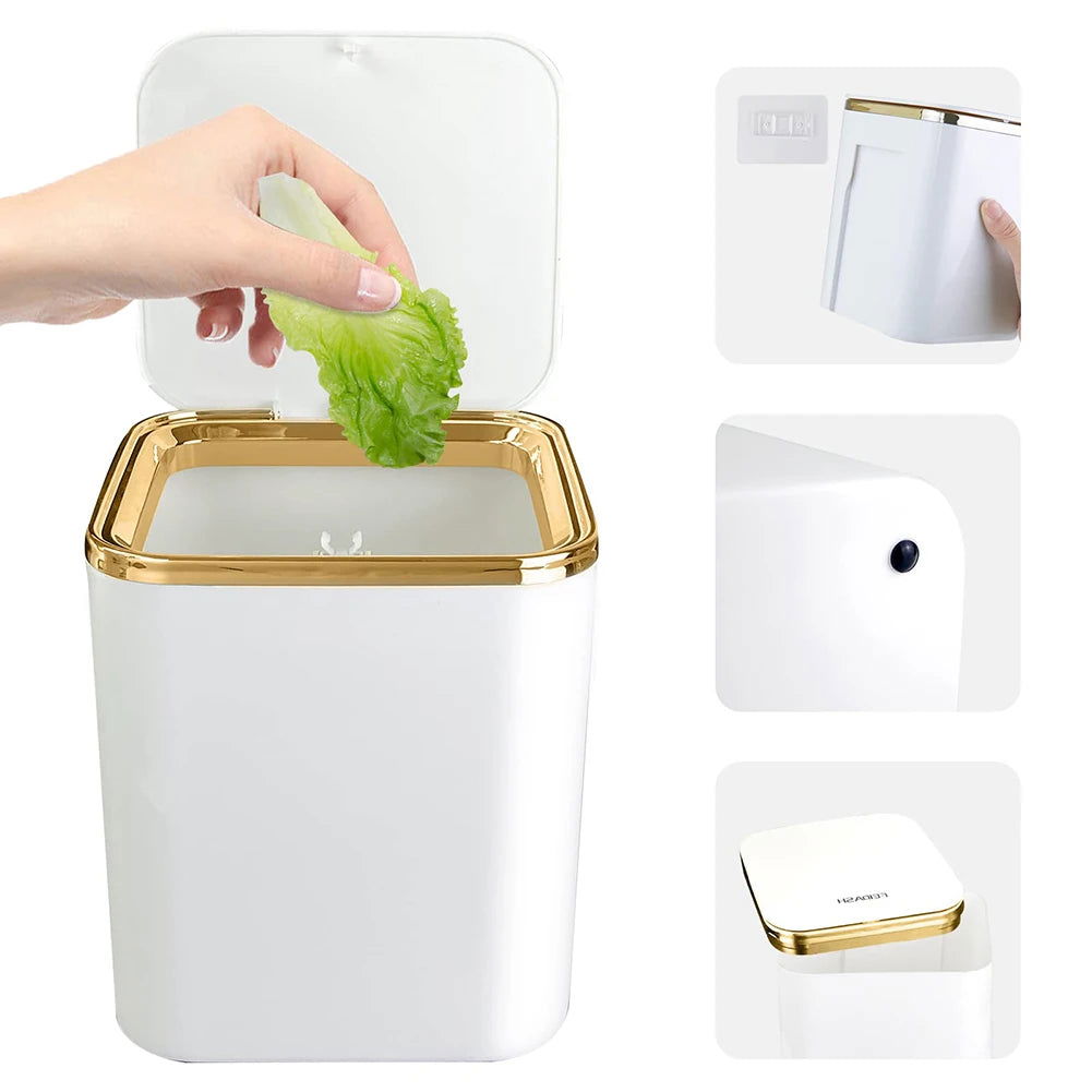 Mini Waste Bins Desktop Garbage Basket Home Table Plastic Trash Can Office Supplies Dustbins Car Portable Sundries Barrel Box - Slobuy
