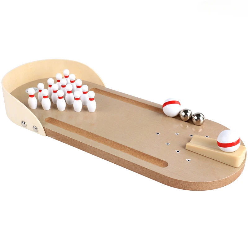 Mini Wooden Board Game Bowling Sports Kids Toys Adult Children Desktop Battle Board Game Parent-Child Table Game Gift - Slobuy