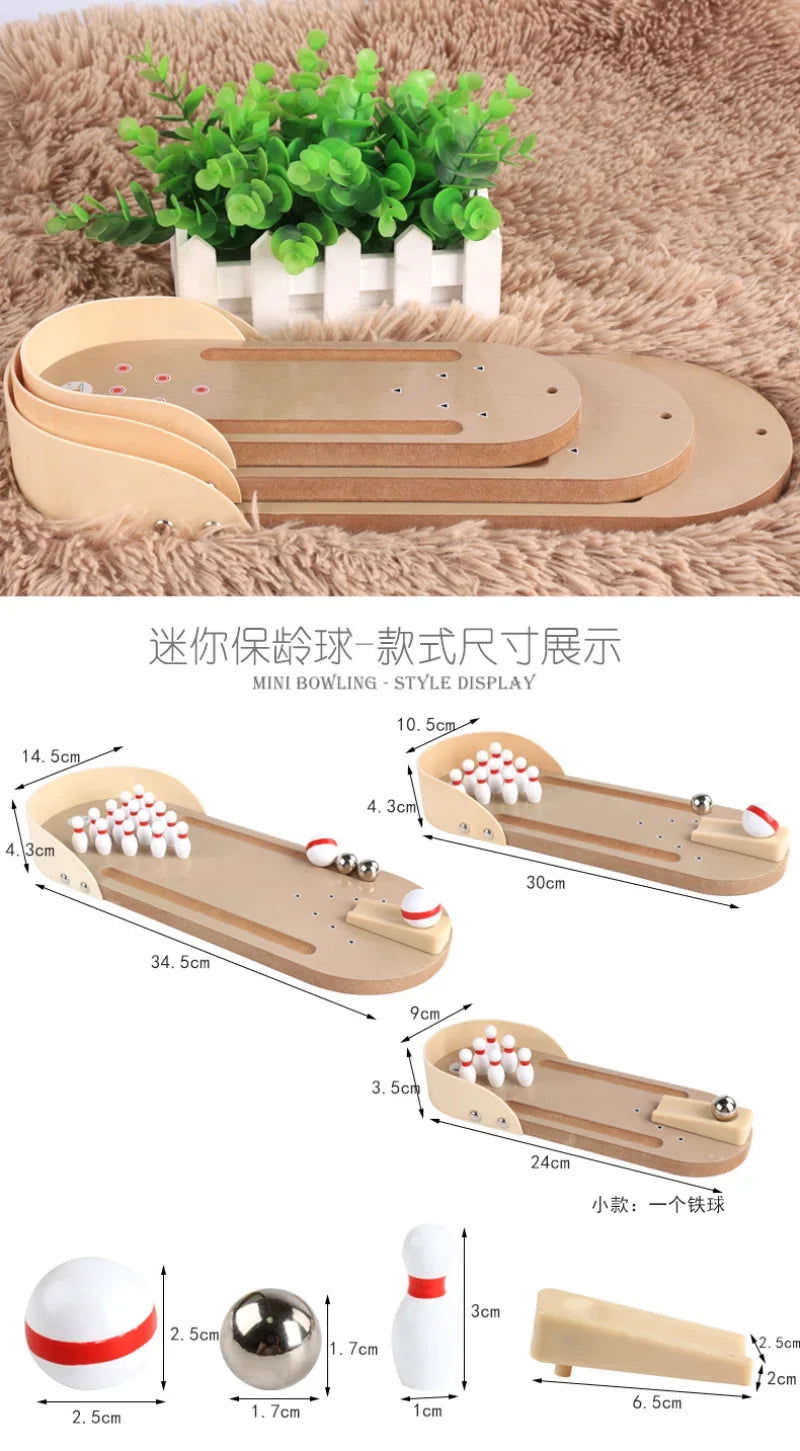 Mini Wooden Board Game Bowling Sports Kids Toys Adult Children Desktop Battle Board Game Parent-Child Table Game Gift - Slobuy