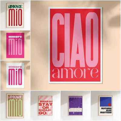 Minimalism Decor Posters Quotes Wall Art Canvas Painting Inspired Music Ciao Amore With Love Prints Living Room Home Decor - Slobuy
