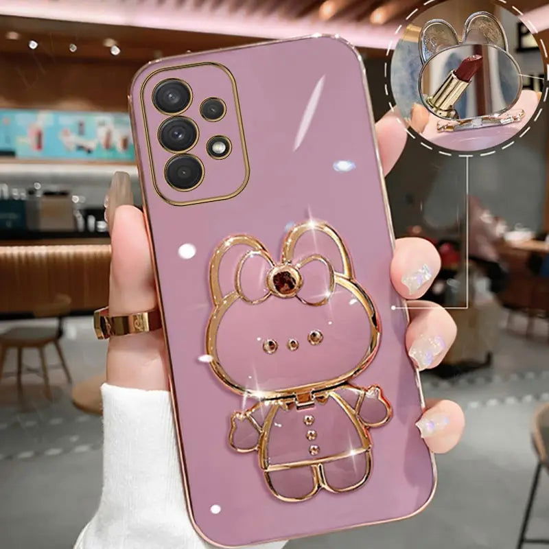Mirror Plating Phone Holder Case For Samsung Galaxy A53 A73 A33 A52 A52s A72 A32 4G 5G A51 A71 A12 A31 A21S A50 A54 Stand Cover - Slobuy