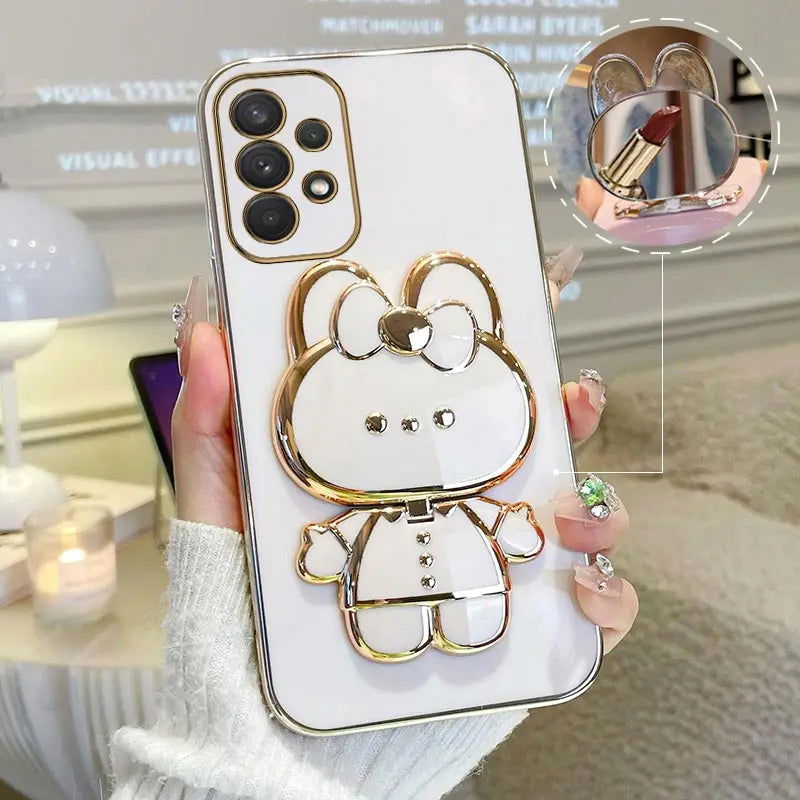 Mirror Plating Phone Holder Case For Samsung Galaxy A53 A73 A33 A52 A52s A72 A32 4G 5G A51 A71 A12 A31 A21S A50 A54 Stand Cover - Slobuy
