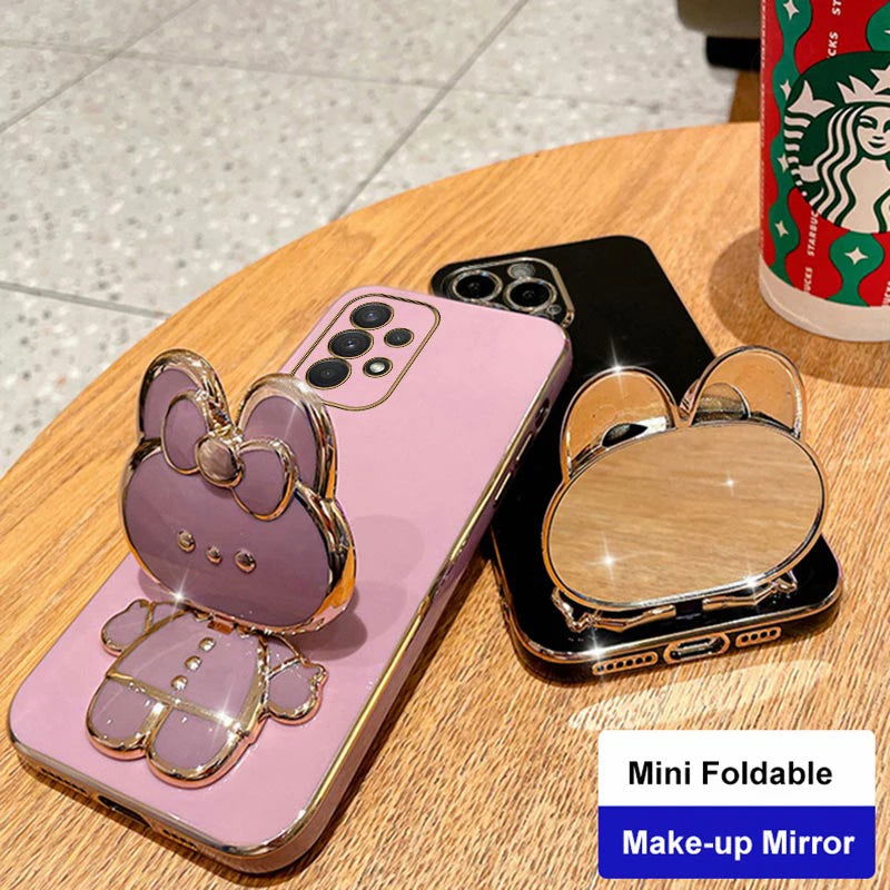 Mirror Plating Phone Holder Case For Samsung Galaxy A53 A73 A33 A52 A52s A72 A32 4G 5G A51 A71 A12 A31 A21S A50 A54 Stand Cover - Slobuy