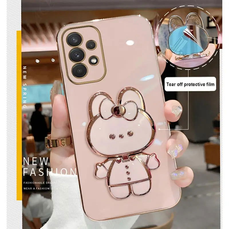 Mirror Plating Phone Holder Case For Samsung Galaxy A53 A73 A33 A52 A52s A72 A32 4G 5G A51 A71 A12 A31 A21S A50 A54 Stand Cover - Slobuy