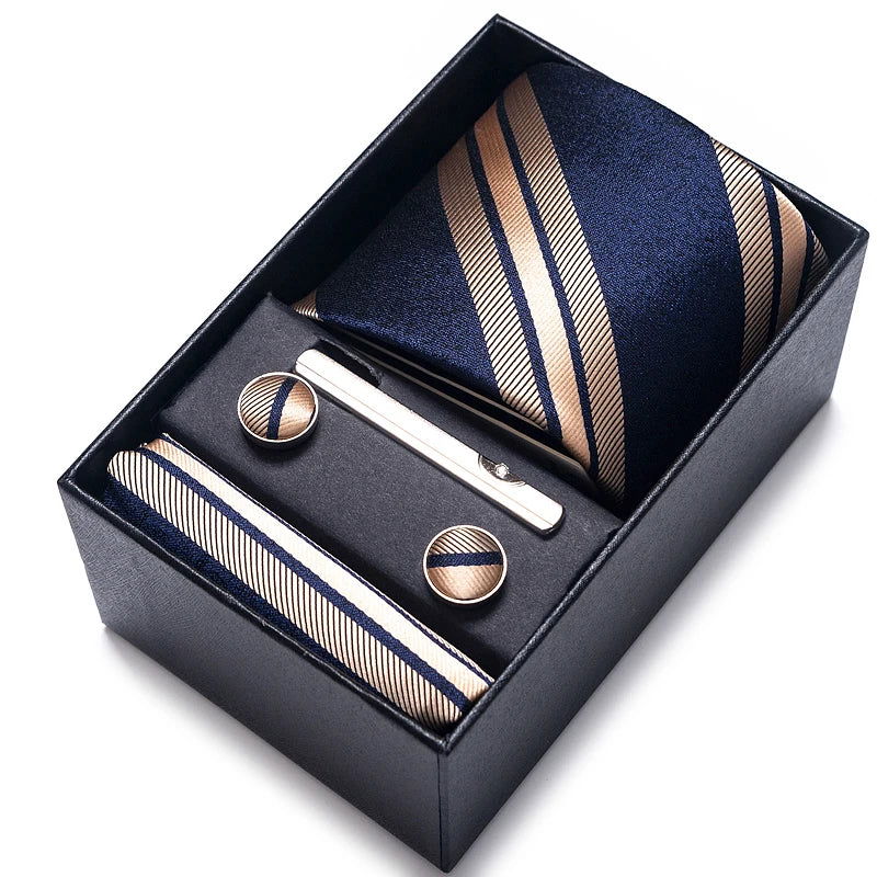 Mix Colors Wholesale 2023 New Style Wedding Gift Tie Pocket Squares Set Necktie Box Men Fit Wedding Blue Paisley - Slobuy