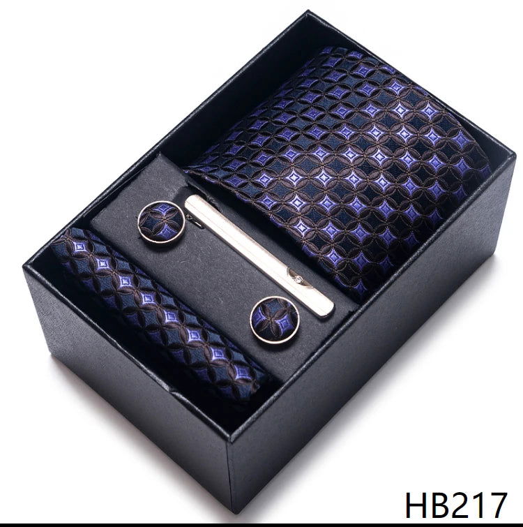 Mix Colors Wholesale 2023 New Style Wedding Gift Tie Pocket Squares Set Necktie Box Men Fit Wedding Blue Paisley - Slobuy