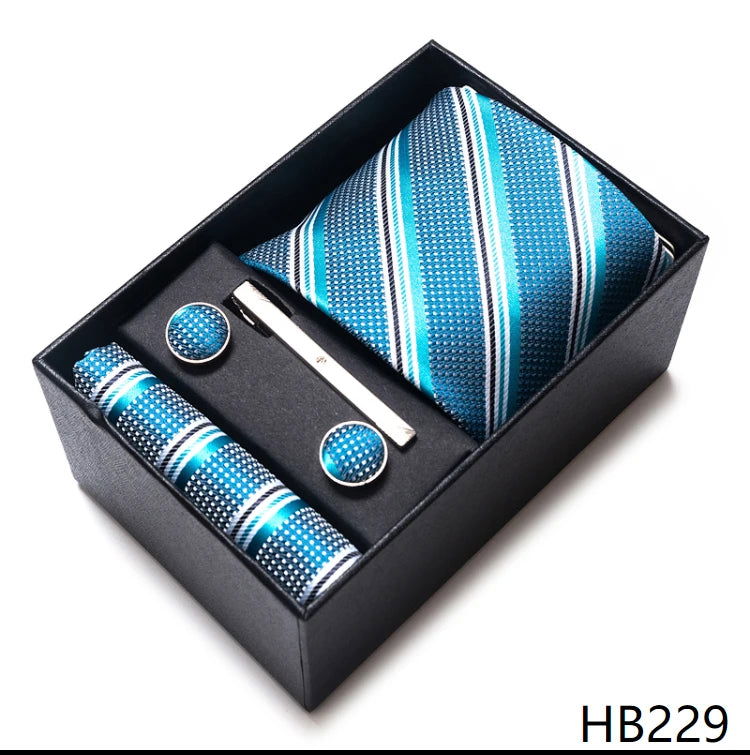 Mix Colors Wholesale 2023 New Style Wedding Gift Tie Pocket Squares Set Necktie Box Men Fit Wedding Blue Paisley - Slobuy