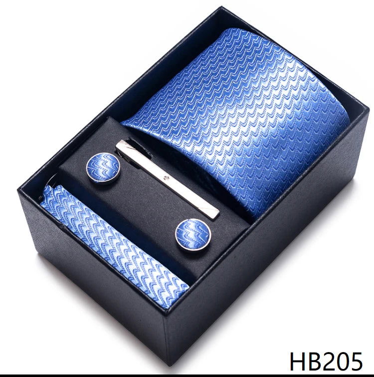 Mix Colors Wholesale 2023 New Style Wedding Gift Tie Pocket Squares Set Necktie Box Men Fit Wedding Blue Paisley - Slobuy