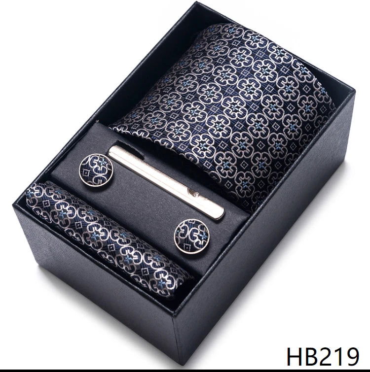 Mix Colors Wholesale 2023 New Style Wedding Gift Tie Pocket Squares Set Necktie Box Men Fit Wedding Blue Paisley - Slobuy
