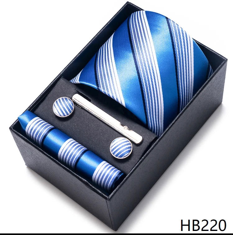 Mix Colors Wholesale 2023 New Style Wedding Gift Tie Pocket Squares Set Necktie Box Men Fit Wedding Blue Paisley - Slobuy