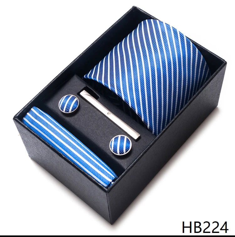 Mix Colors Wholesale 2023 New Style Wedding Gift Tie Pocket Squares Set Necktie Box Men Fit Wedding Blue Paisley - Slobuy