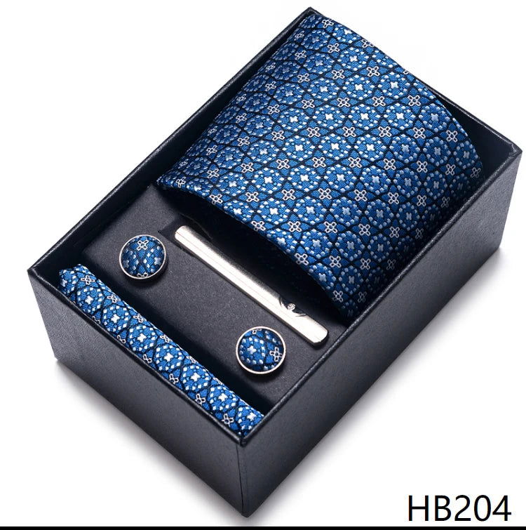 Mix Colors Wholesale 2023 New Style Wedding Gift Tie Pocket Squares Set Necktie Box Men Fit Wedding Blue Paisley - Slobuy