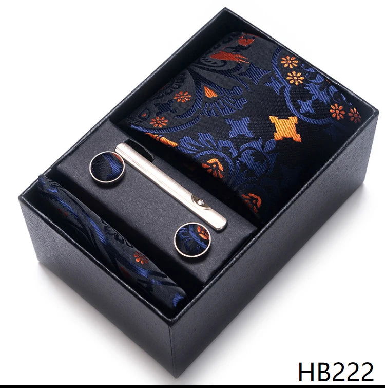 Mix Colors Wholesale 2023 New Style Wedding Gift Tie Pocket Squares Set Necktie Box Men Fit Wedding Blue Paisley - Slobuy