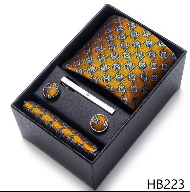 Mix Colors Wholesale 2023 New Style Wedding Gift Tie Pocket Squares Set Necktie Box Men Fit Wedding Blue Paisley - Slobuy