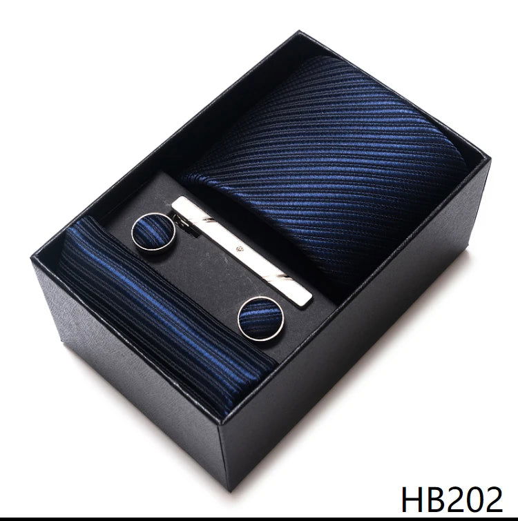 Mix Colors Wholesale 2023 New Style Wedding Gift Tie Pocket Squares Set Necktie Box Men Fit Wedding Blue Paisley - Slobuy