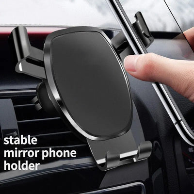 Mobile Phone Holder Air Outlet Gravity Sensor Car Holder Riangle Gravity Frosted Simplicity Solid Metallic Material - Slobuy
