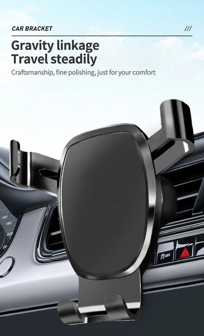Mobile Phone Holder Air Outlet Gravity Sensor Car Holder Riangle Gravity Frosted Simplicity Solid Metallic Material - Slobuy