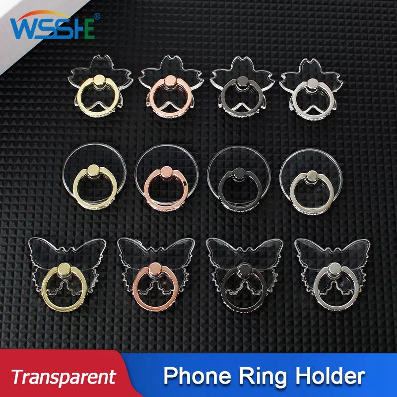 Mobile Phone Ring Holder Transparent Telephone Cellular Support  Diamond Clear 360 Degree Socket Stand SmartPhone Accessories - Slobuy