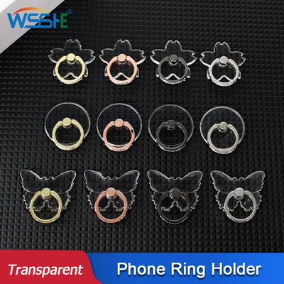 Mobile Phone Ring Holder Transparent Telephone Cellular Support  Diamond Clear 360 Degree Socket Stand SmartPhone Accessories - Slobuy