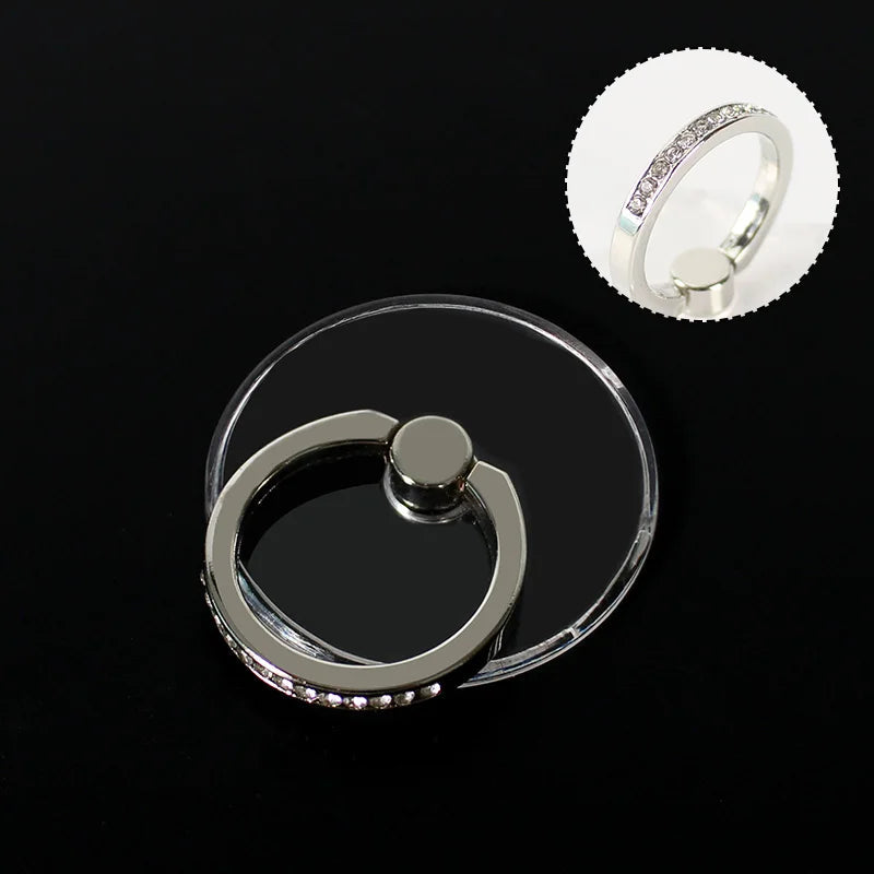 Mobile Phone Ring Holder Transparent Telephone Cellular Support  Diamond Clear 360 Degree Socket Stand SmartPhone Accessories - Slobuy