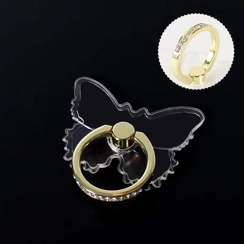 Mobile Phone Ring Holder Transparent Telephone Cellular Support  Diamond Clear 360 Degree Socket Stand SmartPhone Accessories - Slobuy