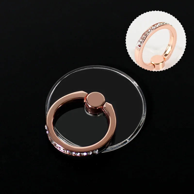 Mobile Phone Ring Holder Transparent Telephone Cellular Support  Diamond Clear 360 Degree Socket Stand SmartPhone Accessories - Slobuy