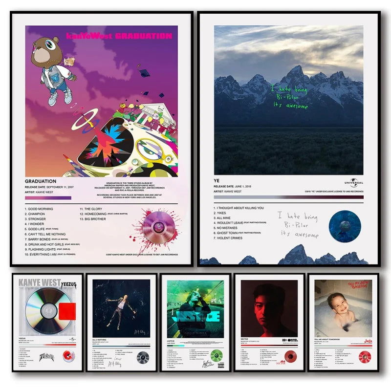 Modern Pop Wall Art Hip-Hop Rapper Kanye West HD Oil On Canvas Posters And Prints Home Living Room Bedroom Decor Gifts - Slobuy