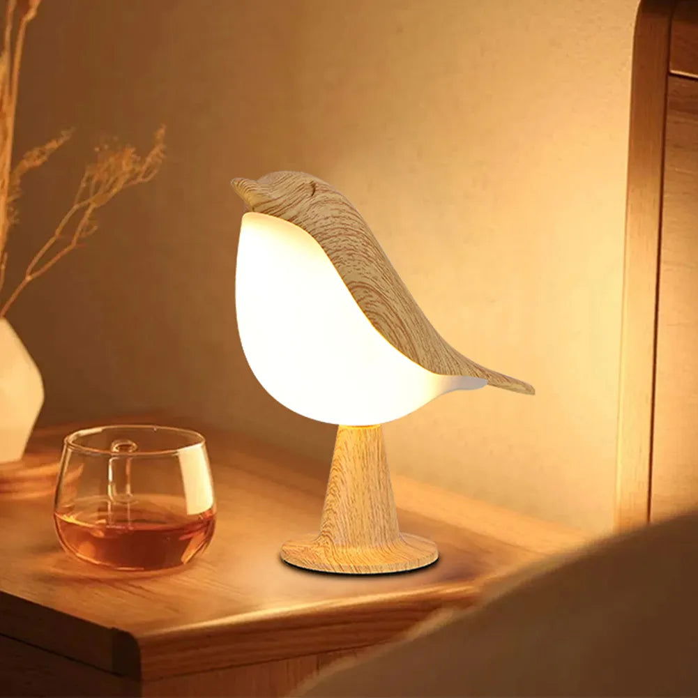 Modern Simple Magpie LED Bedside Lamp Small Cordless Wooden Bird Night Light Touch Control Bedroom Table Reading Lamp Home Decor - Slobuy